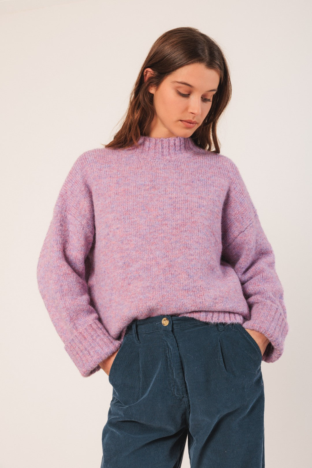 LAVENDER MOCKNECK SWEATER