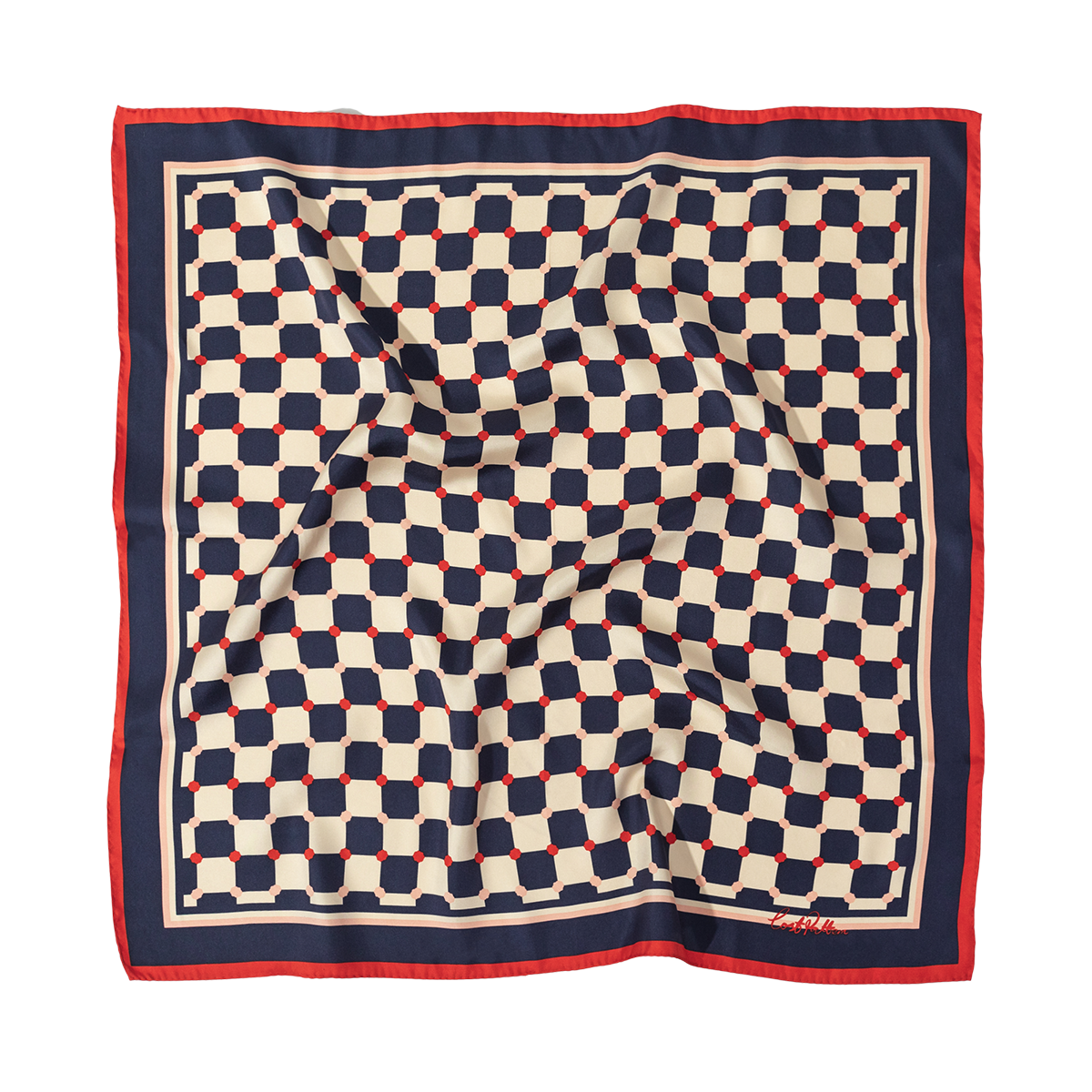 "Checkerboard" Silk Bandana: Americana / 65cm*65cm