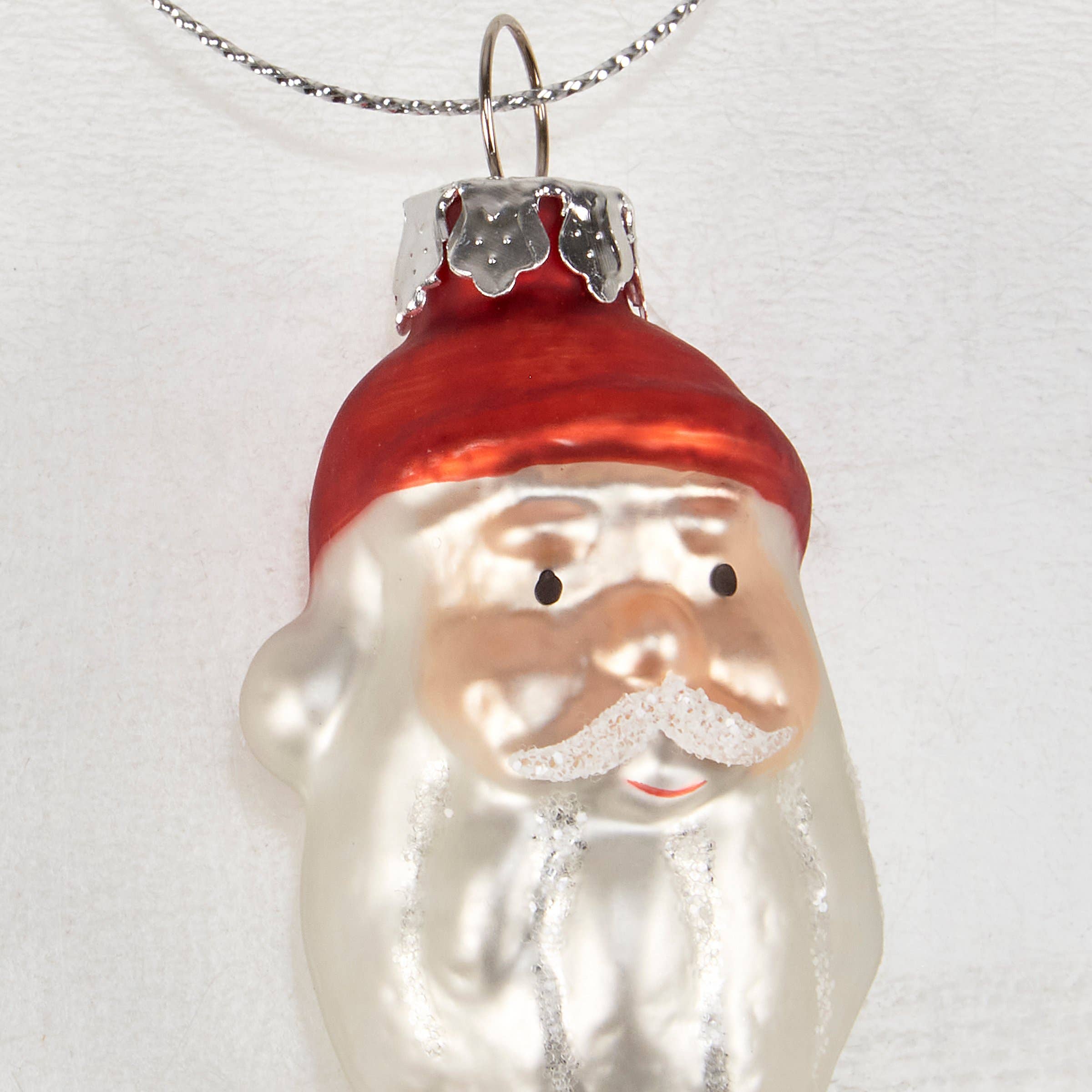 Small Glass Santa Ornament