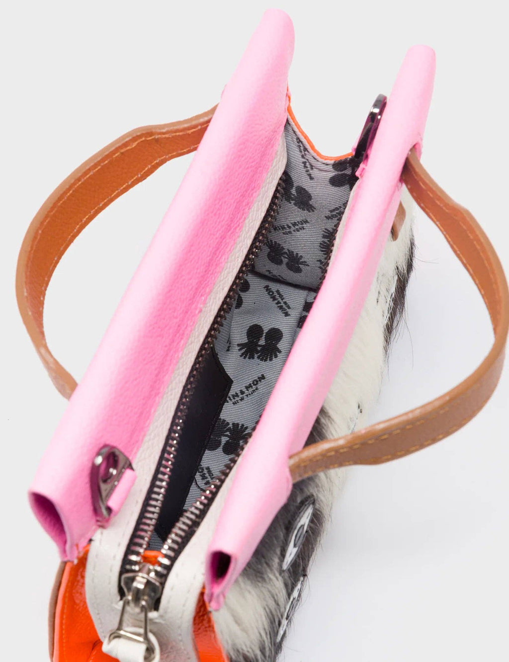 Vali Crossbody Micro Leather Bag:  Bubblegum Pink and Neon Orange