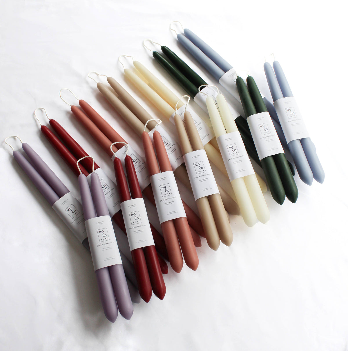 Pure Ivory Beeswax Taper Candles – 100% Cotton Wicks, Smokeless, Hand-Dipped In USA