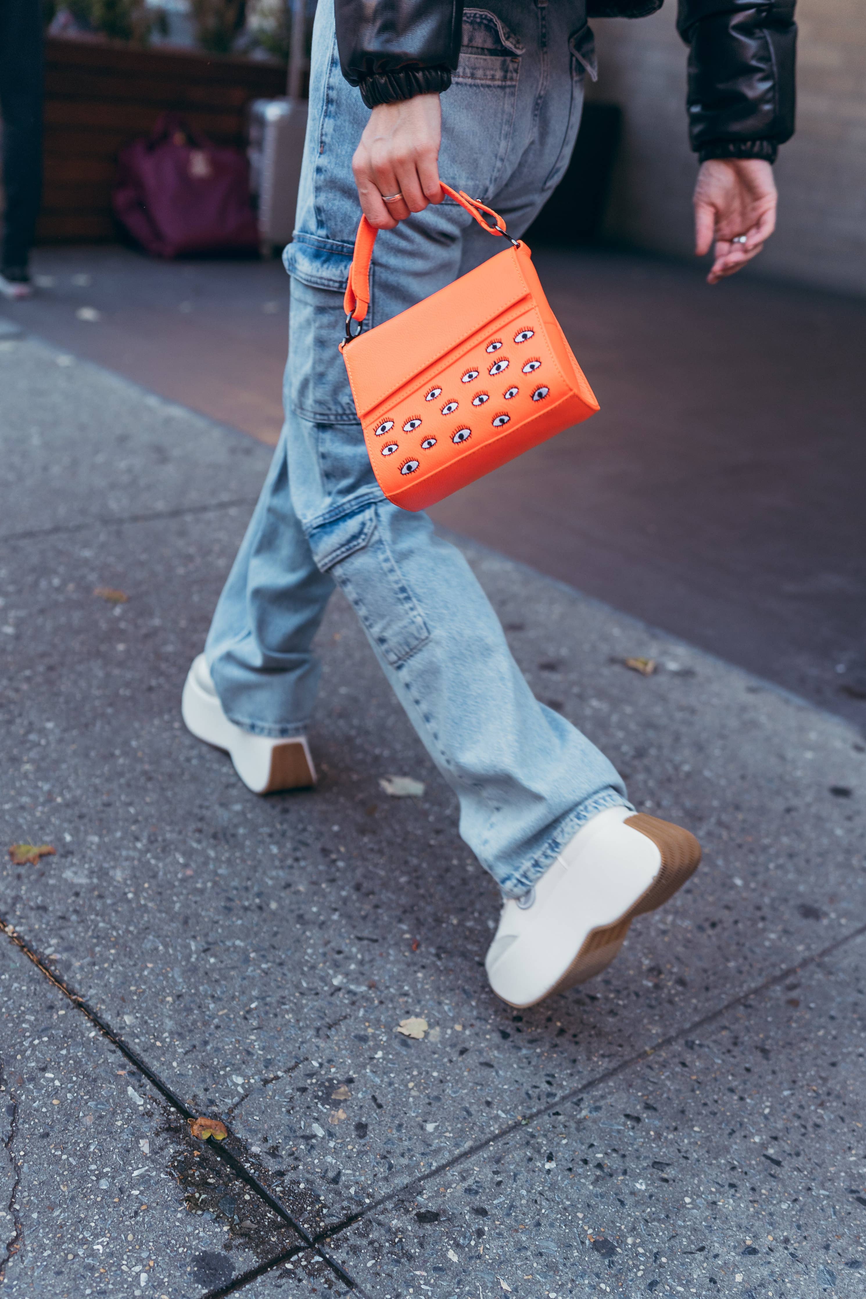 Anastasio Micro Crossbody Handbag: Orange Leather