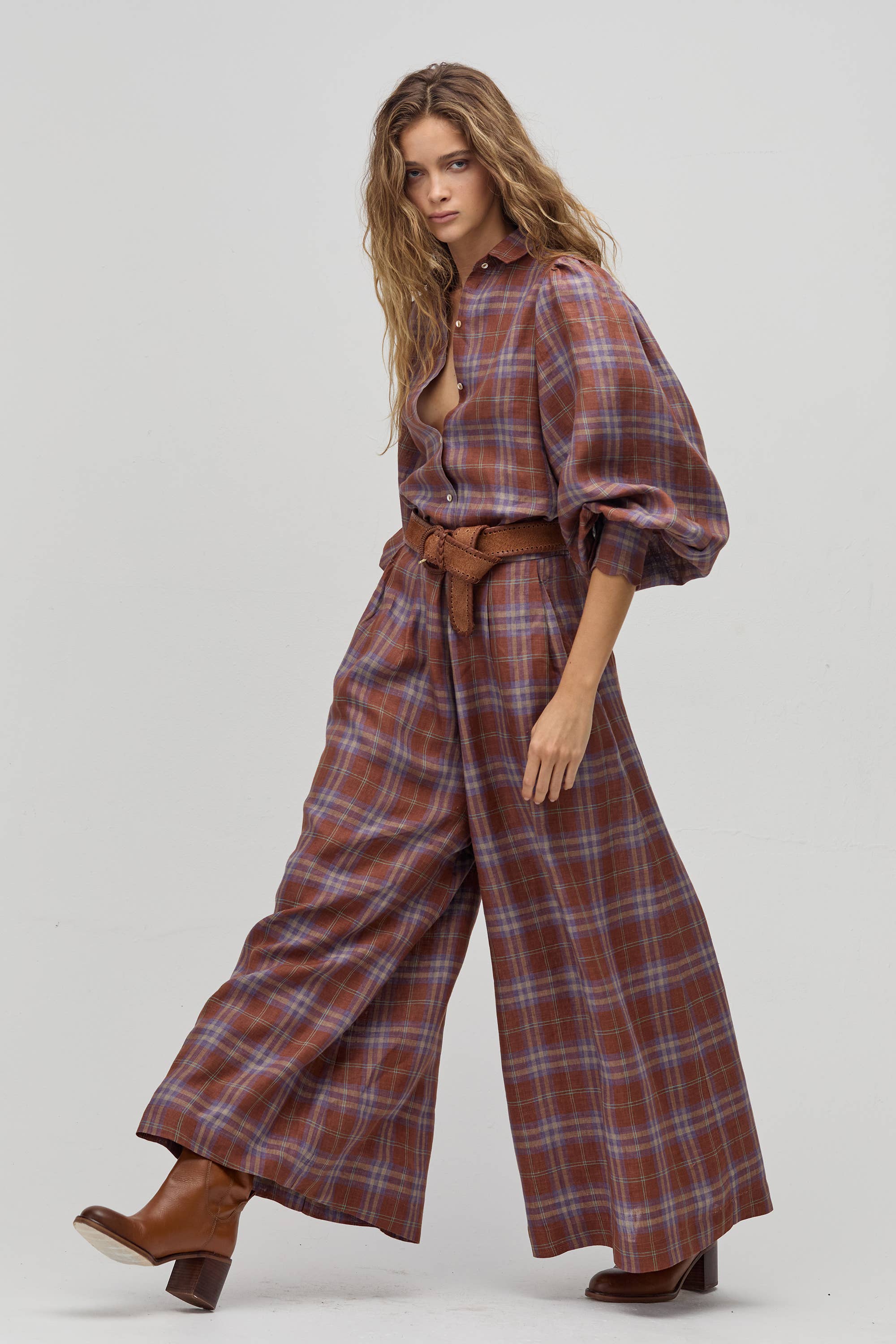 SABI LINEN CHECKERED PANTS