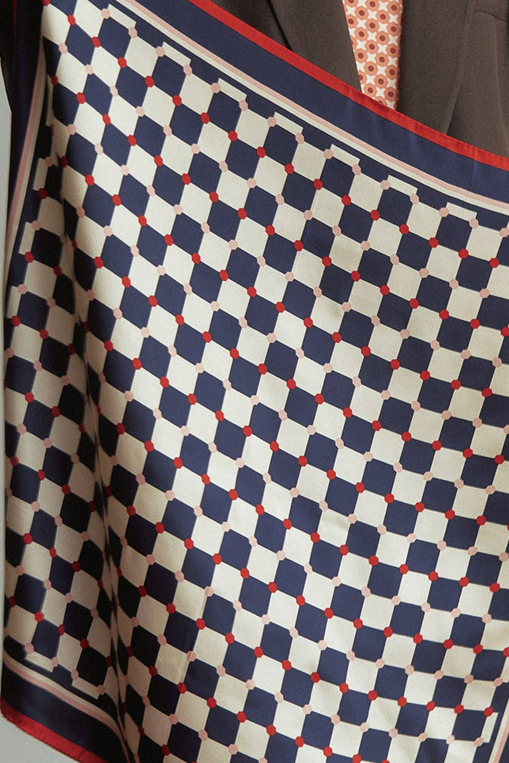 "Checkerboard" Silk Bandana: Americana / 65cm*65cm