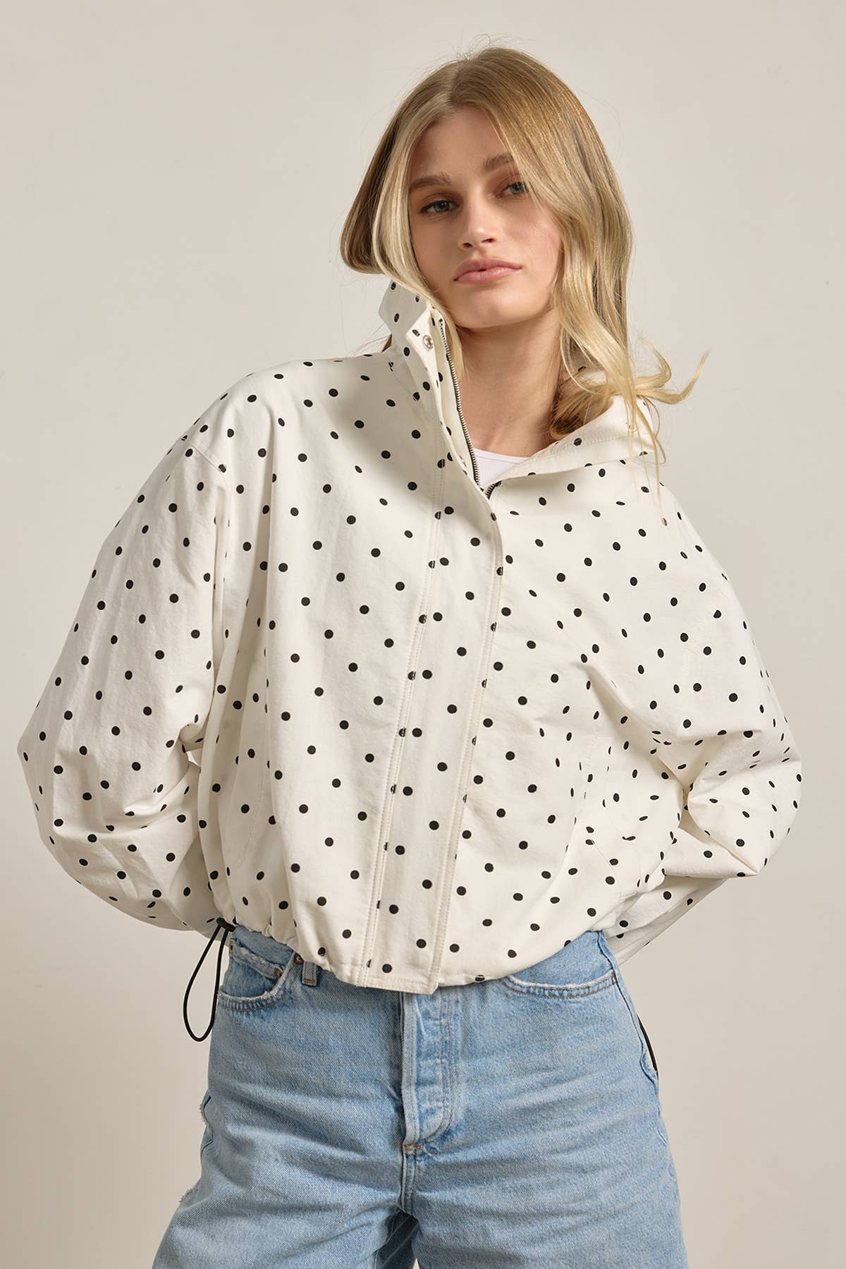 Polka Dot High Neck Jacket