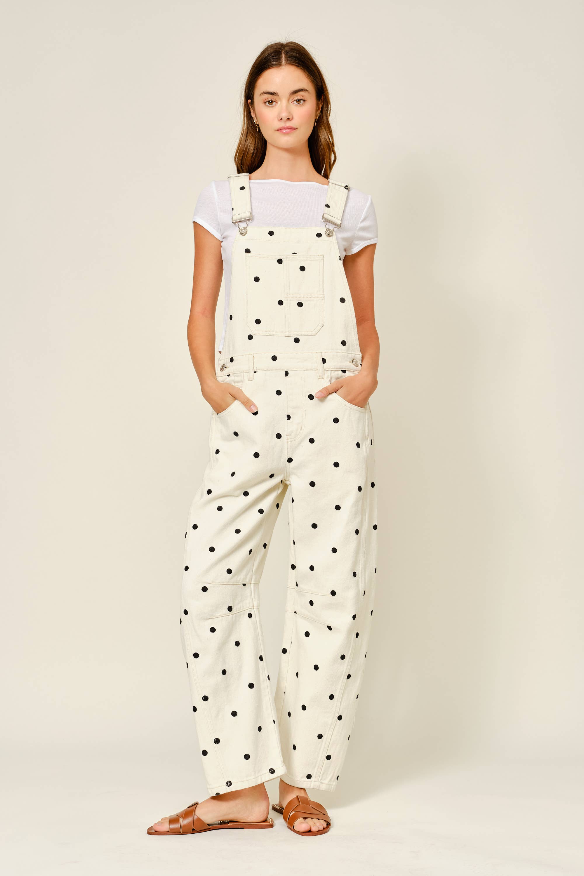Slouchy Relax Fit Denim Overall - Polka Dot
