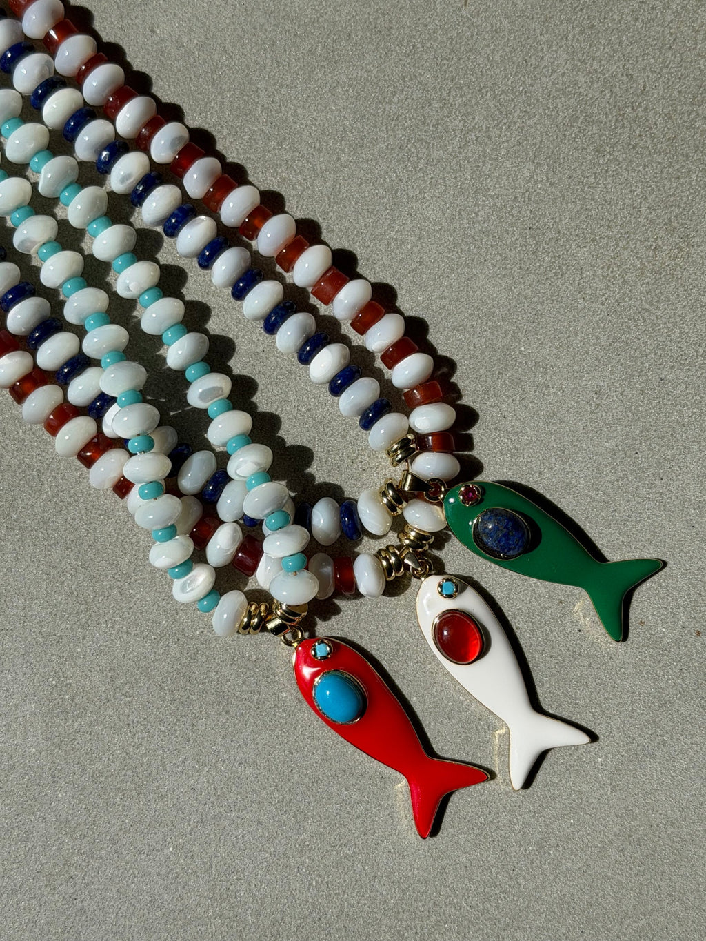 White & Orange Big Fish Necklace