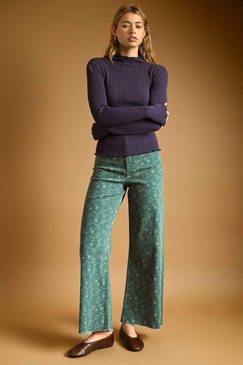 Long Sleeve Ribbed Knitted Top