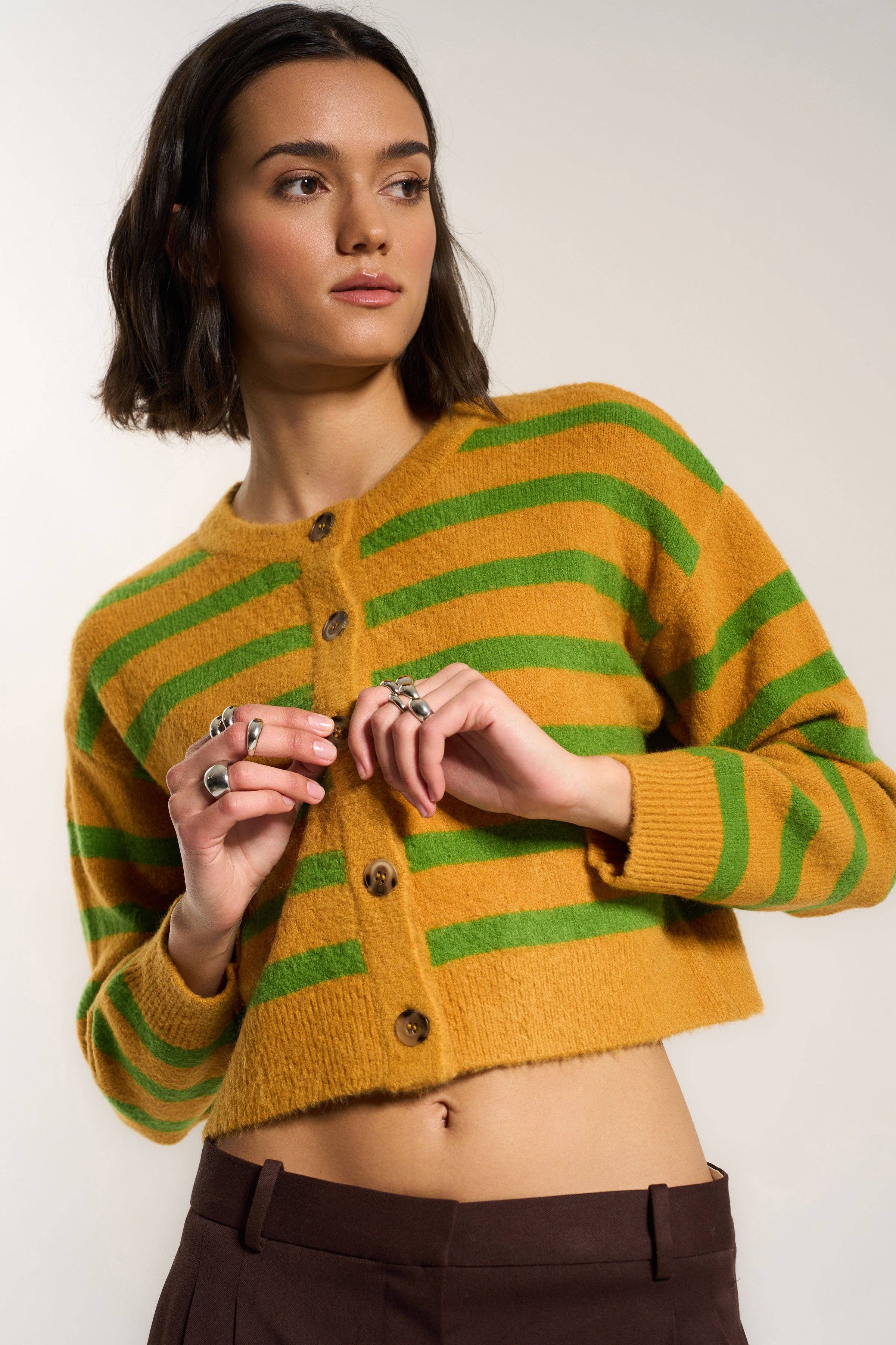 Fiona Cardigan - Fern Stripe