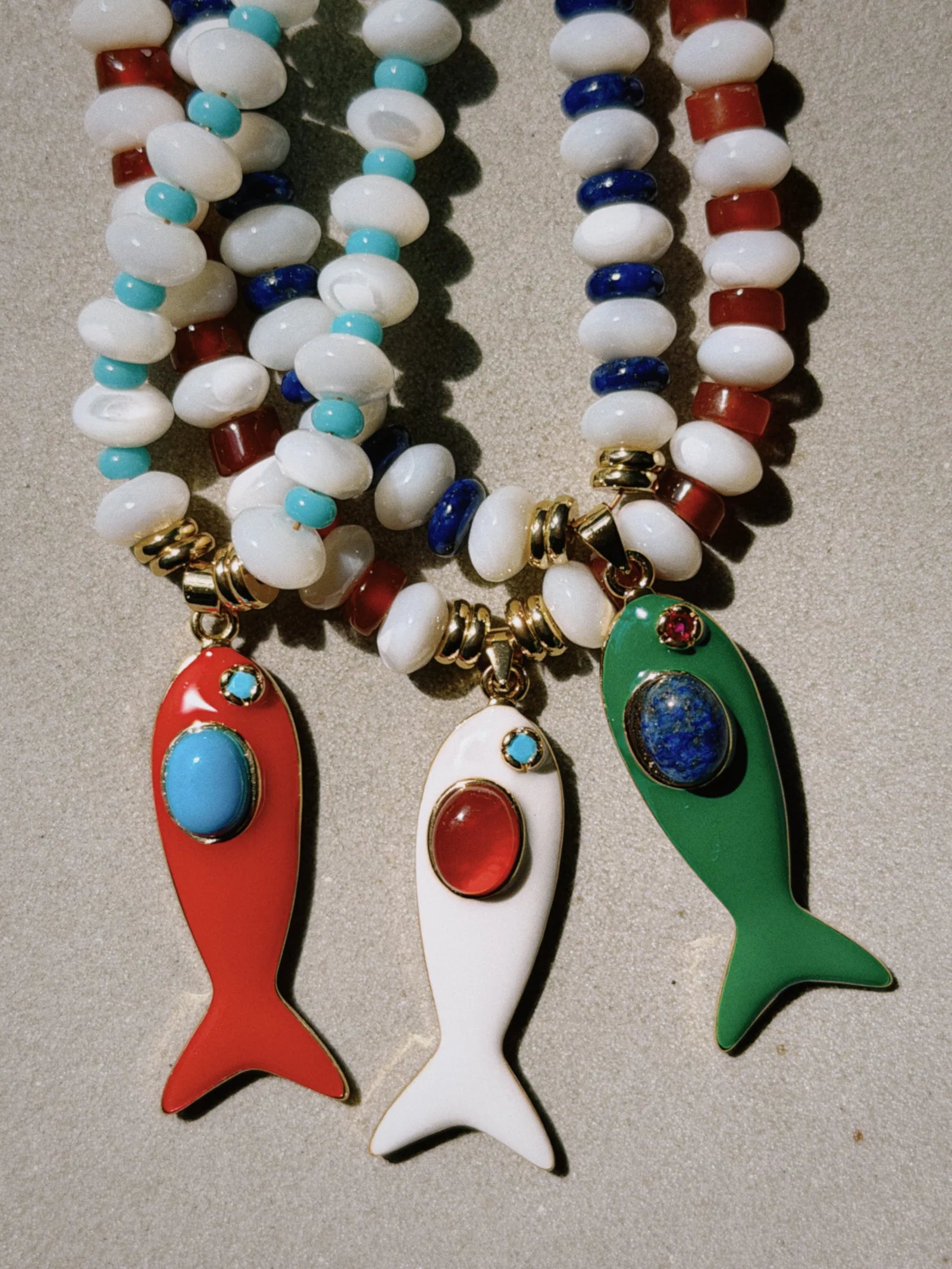 White & Orange Big Fish Necklace