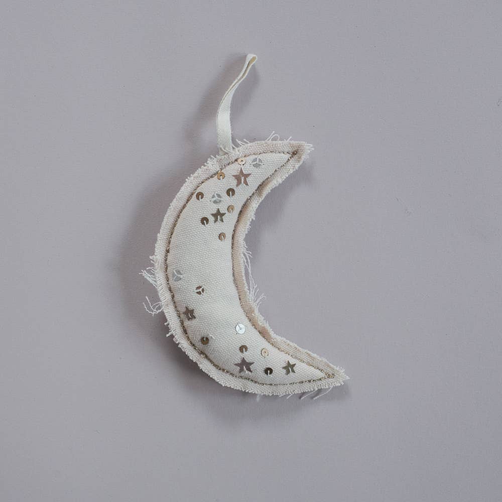 Metallic Confetti Moon - Cotton & Lavender filled Ornament