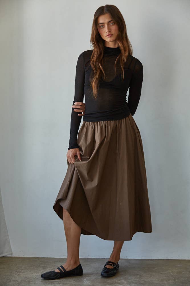 Sheer Lightweight Turtleneck:  Black