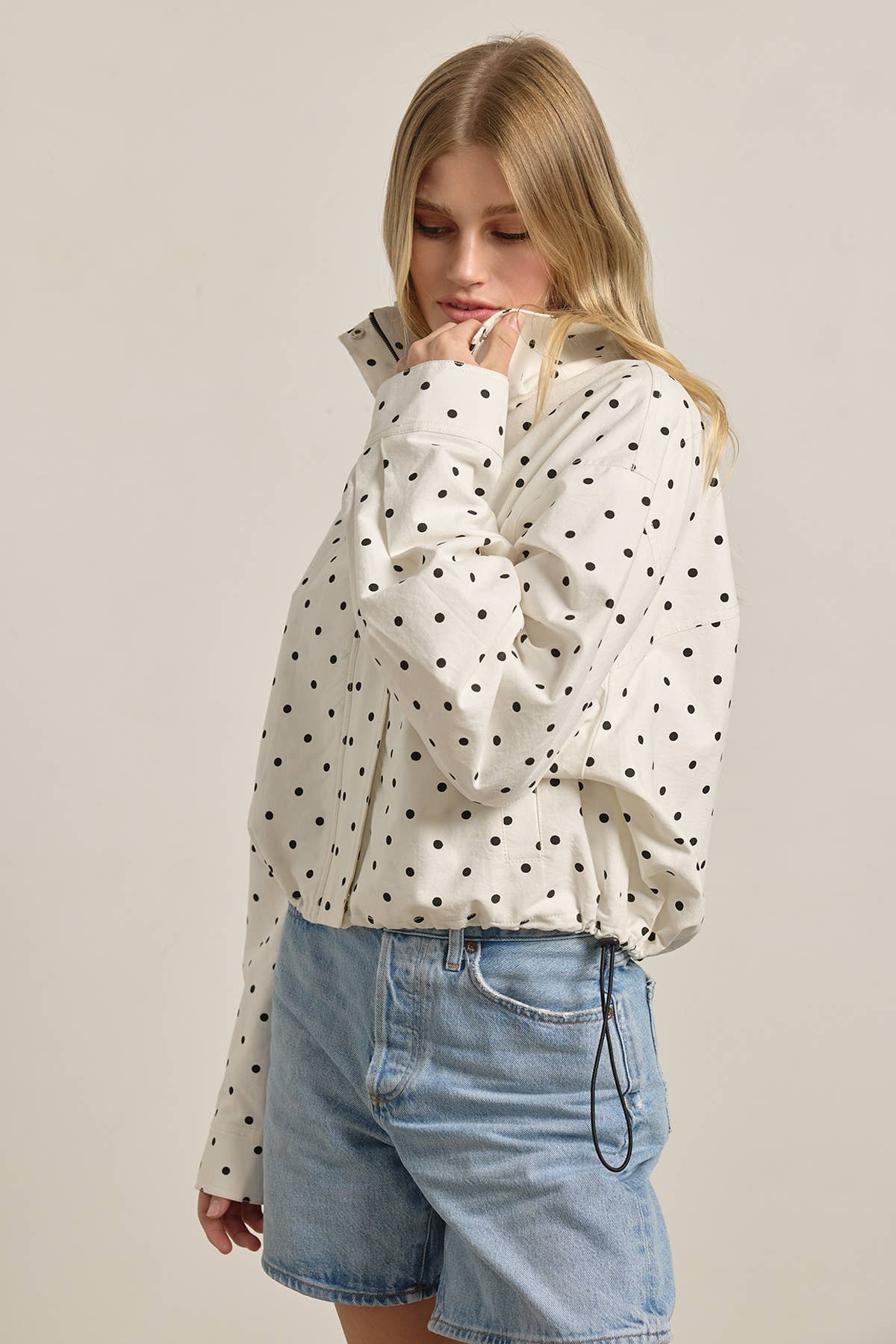 Polka Dot High Neck Jacket