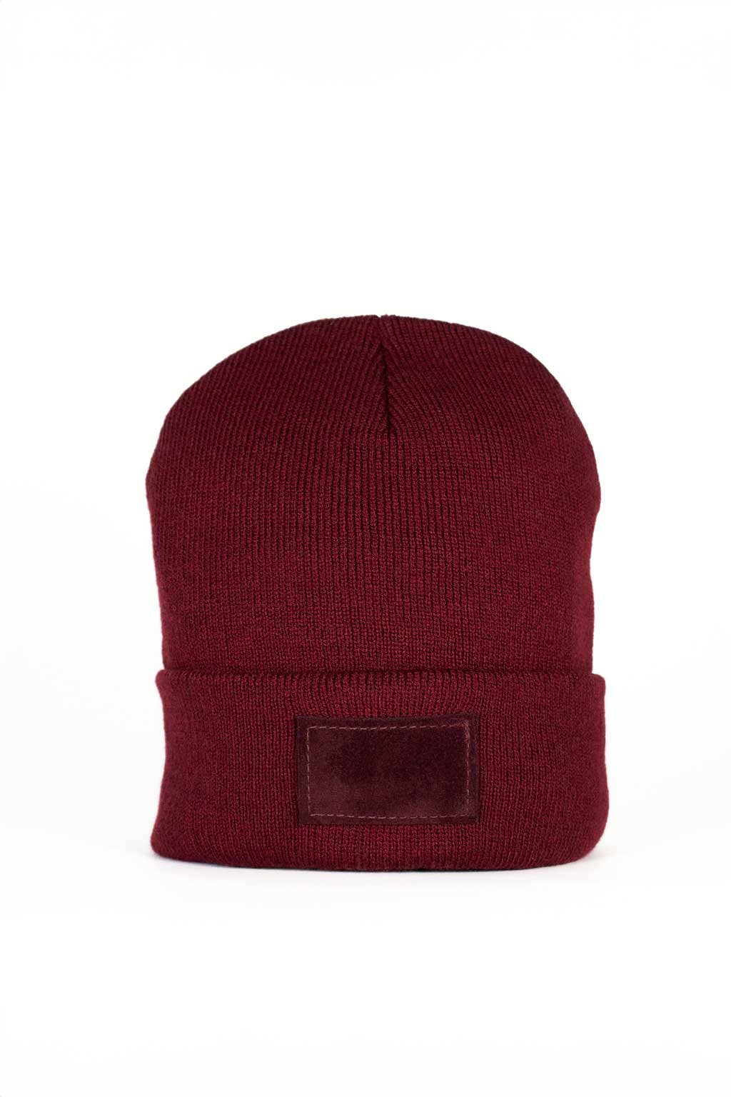 ETTA SUEDE PATCH BEANIE | MERLOT
