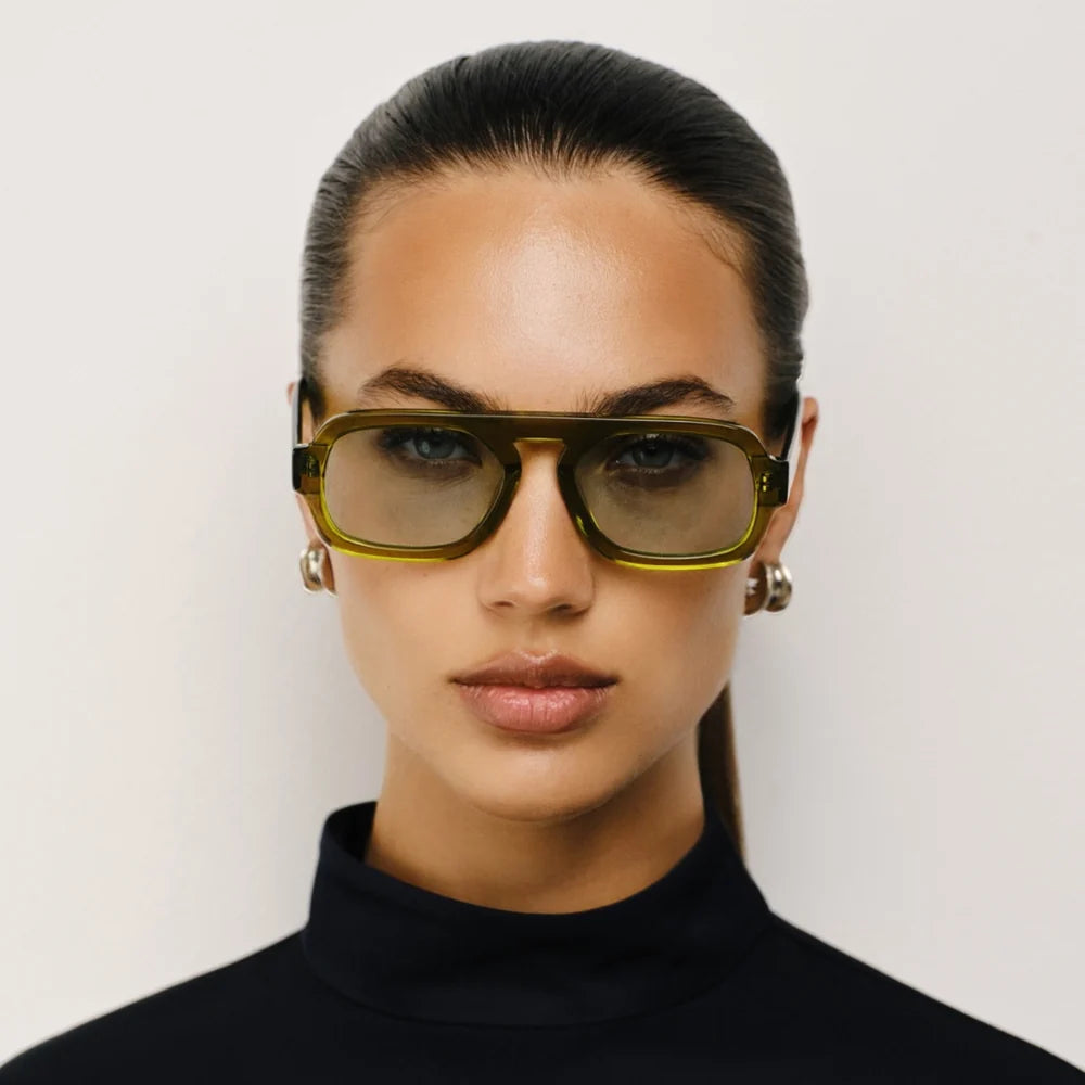 Elisa Johnson Jane Mini Sunglasses in Olive Green