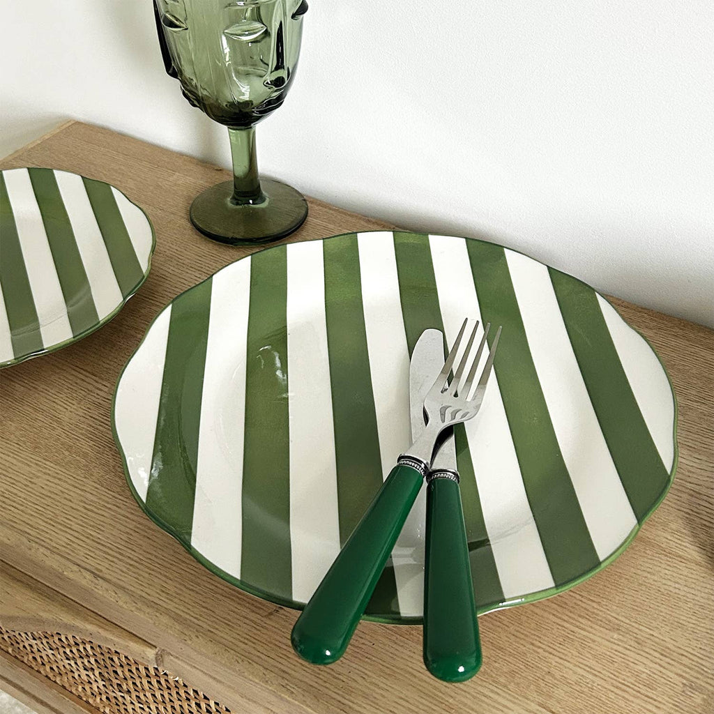 Face Stemmed Glass - Green