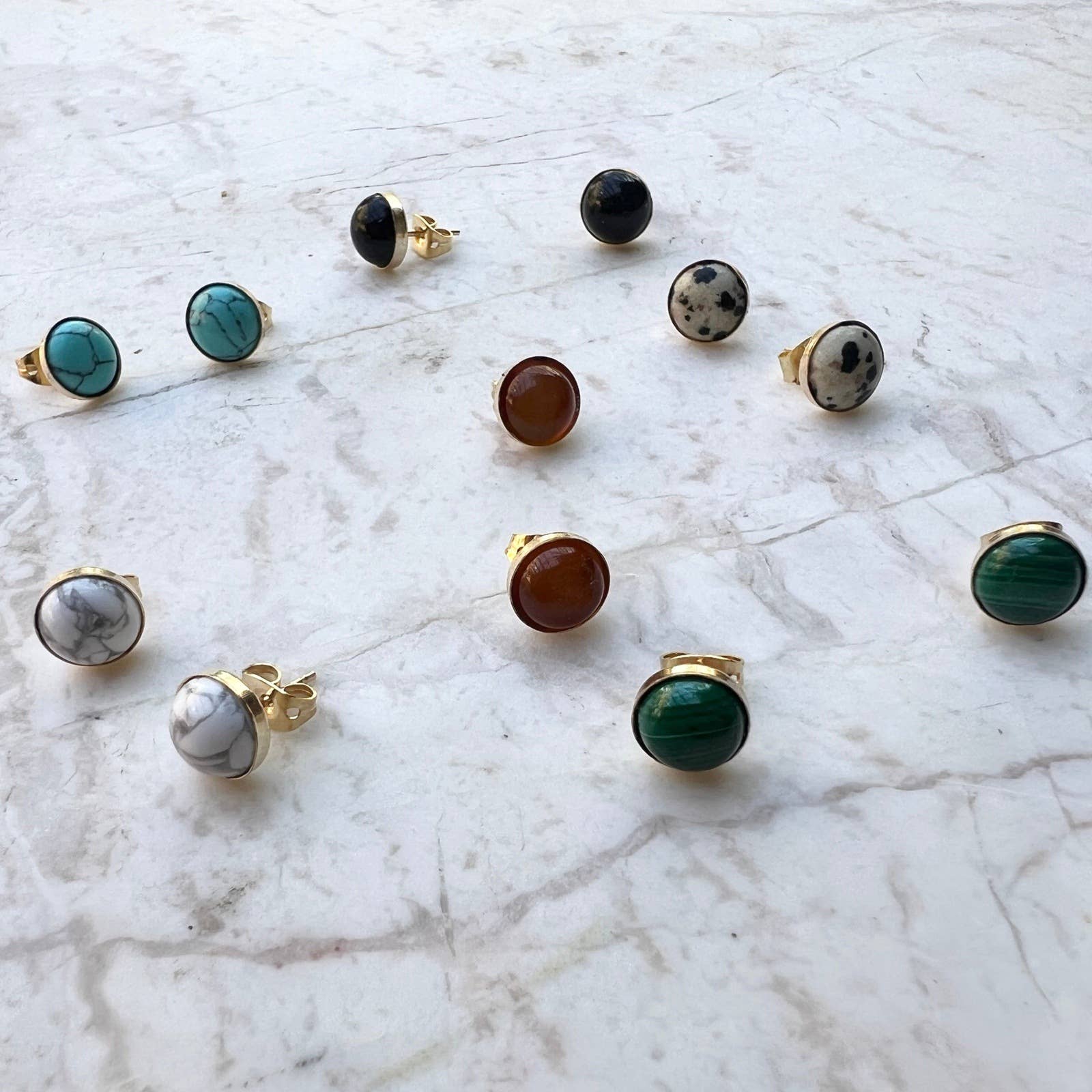 Malachite green stud earrings