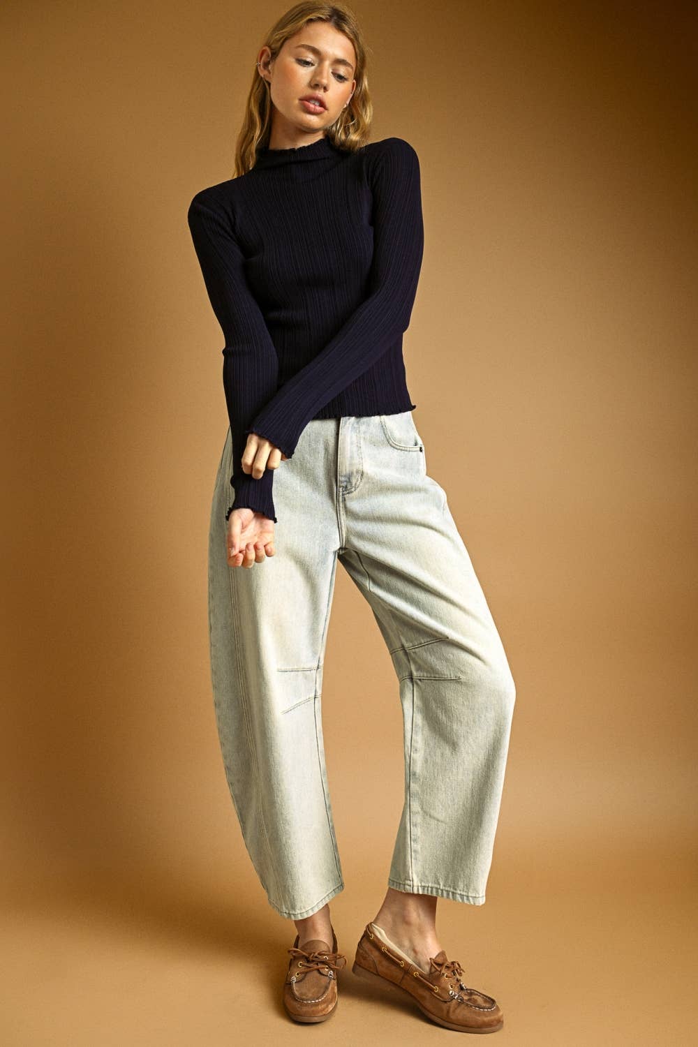 Long Sleeve Ribbed Knitted Top