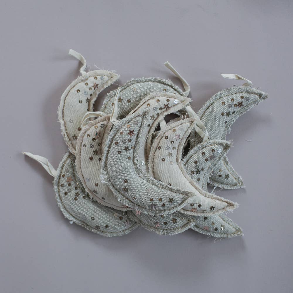 Metallic Confetti Moon - Cotton & Lavender filled Ornament