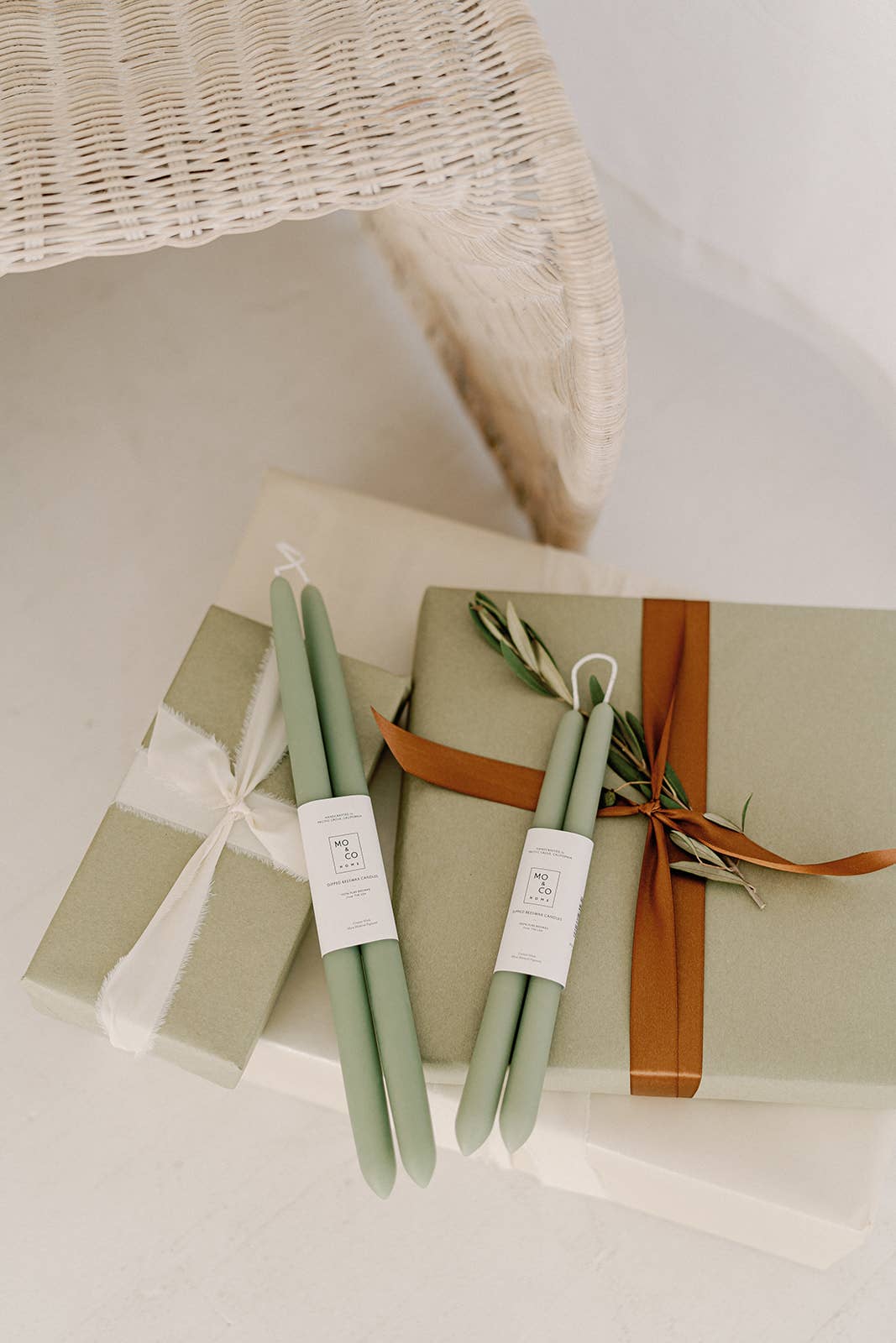 Dipped Beeswax Taper Candles - Eucalyptus
