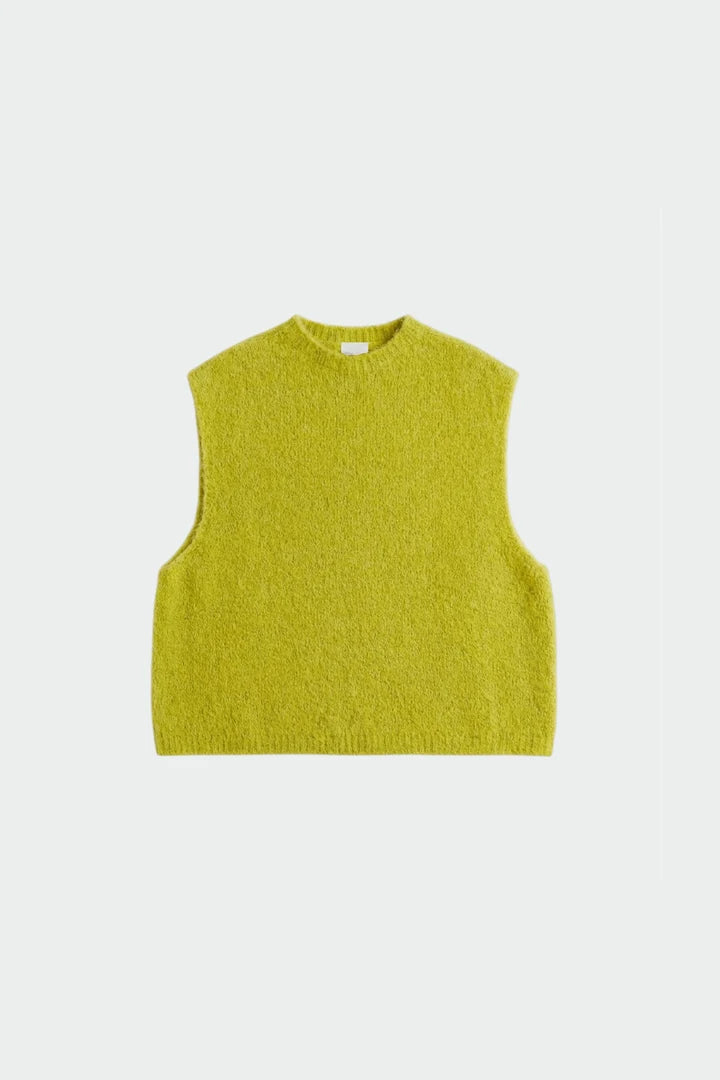 Indi & Cold Boxy Mohair Vest - Apple Green