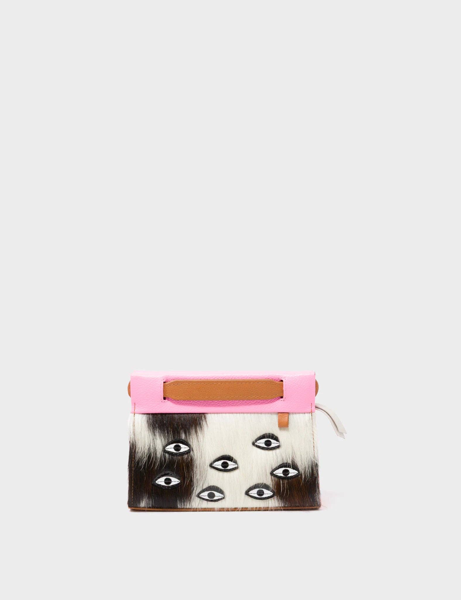 Vali Crossbody Micro Leather Bag:  Bubblegum Pink and Neon Orange