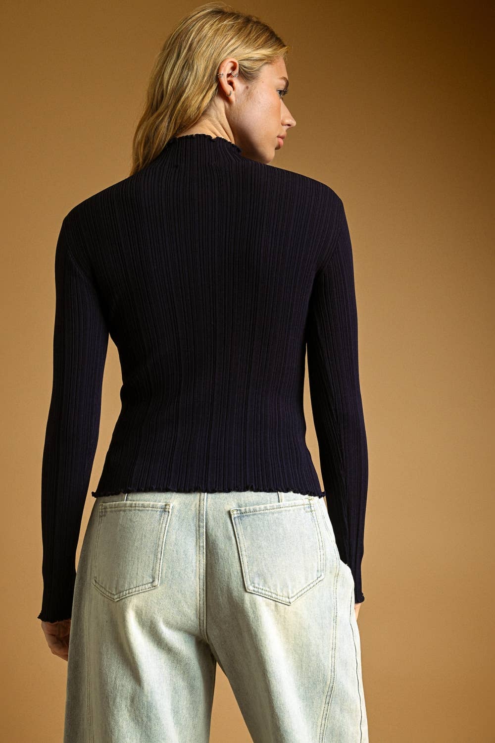 Long Sleeve Ribbed Knitted Top