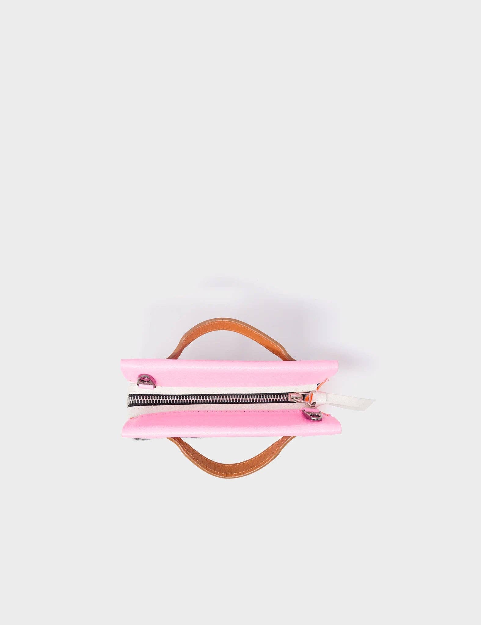 Vali Crossbody Micro Leather Bag:  Bubblegum Pink and Neon Orange