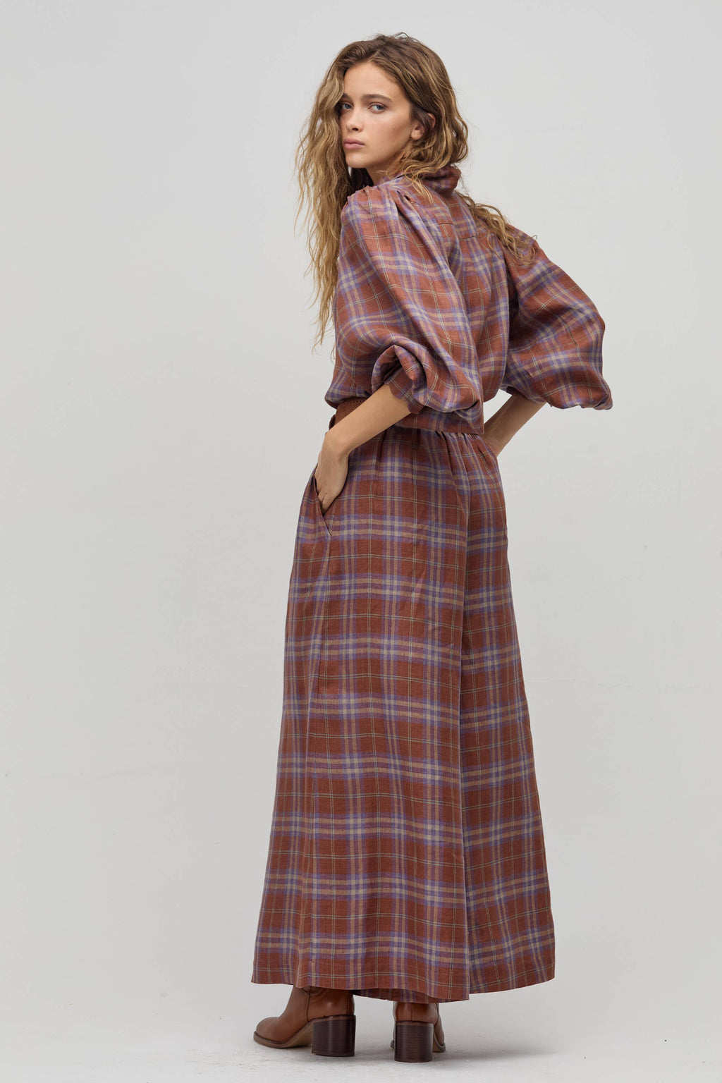 SABI LINEN CHECKERED PANTS