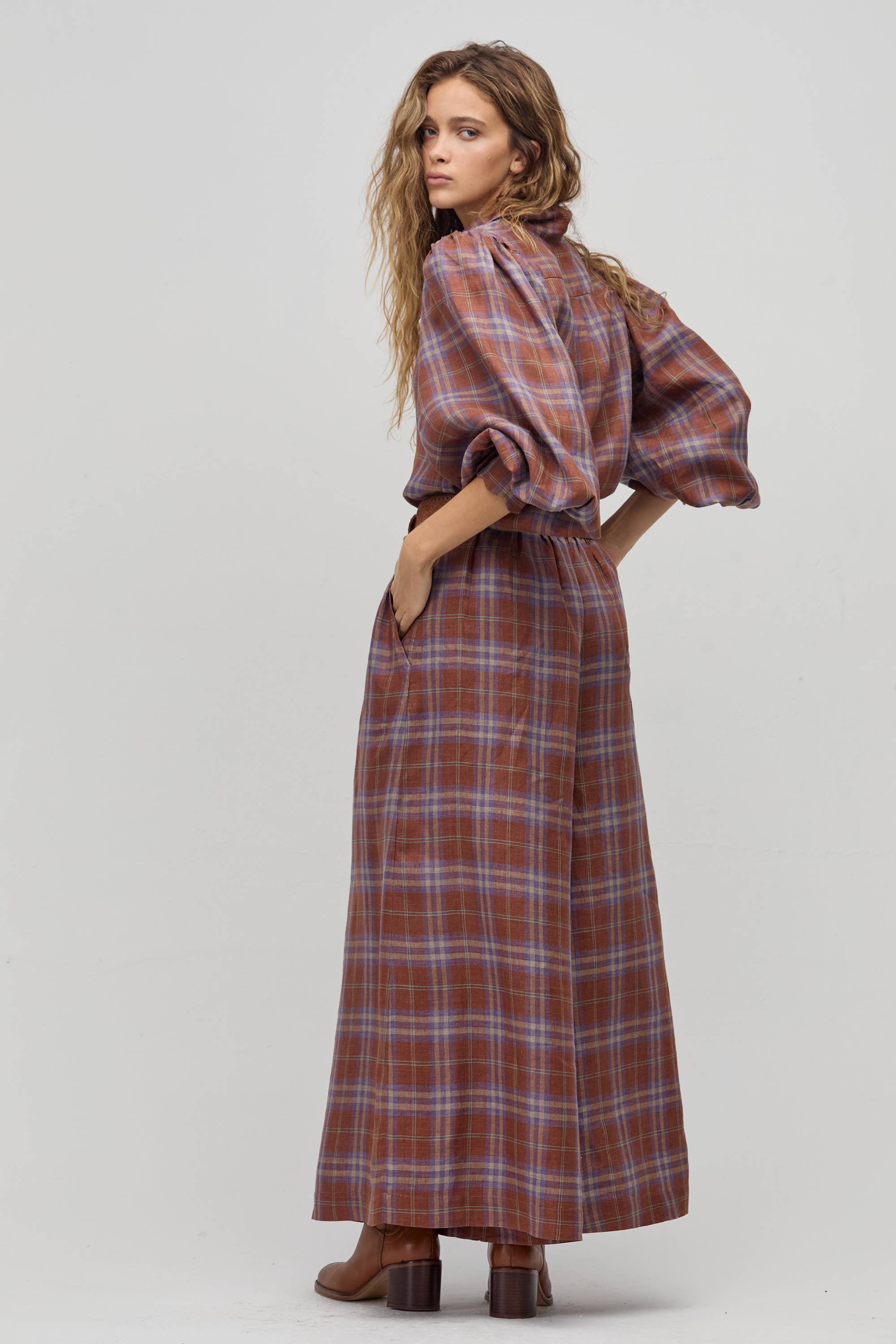 SABI LINEN CHECKERED PANTS