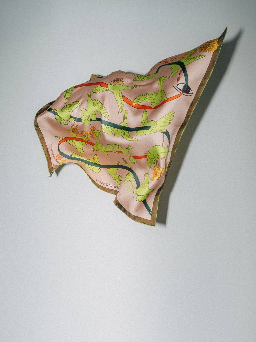 FRIDA x LOST PATTERN "House of Frida" Silk Bandana Scarf:  Neon Green