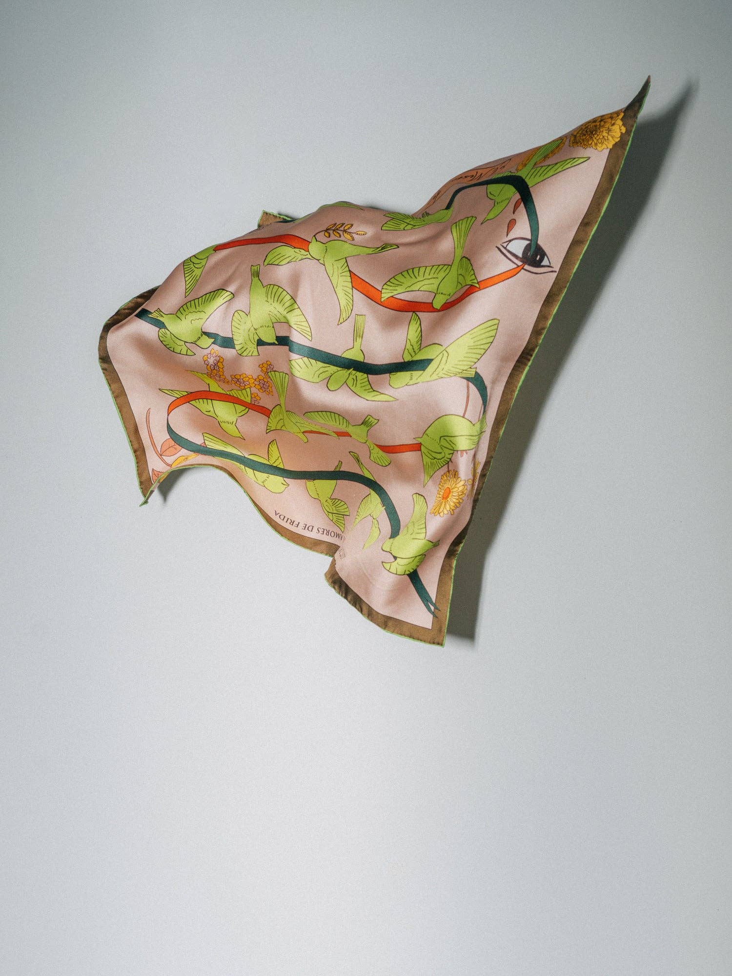 FRIDA x LOST PATTERN "House of Frida" Silk Bandana Scarf:  Neon Green