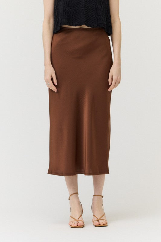 SATIN MERMAID SKIRT - CHOCOLATE