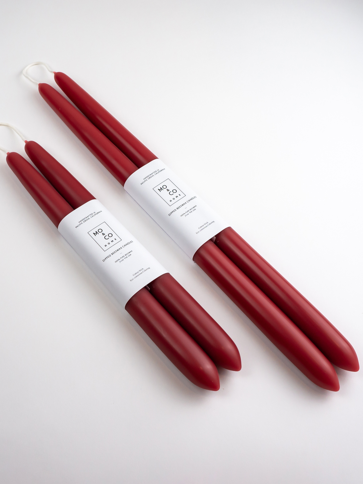 Dipped Beeswax Taper Candles - Berry Red