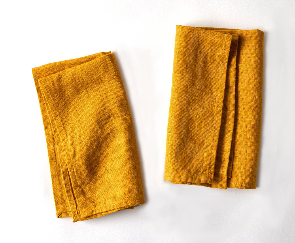 Mustard Linen Napkins - Set of 2