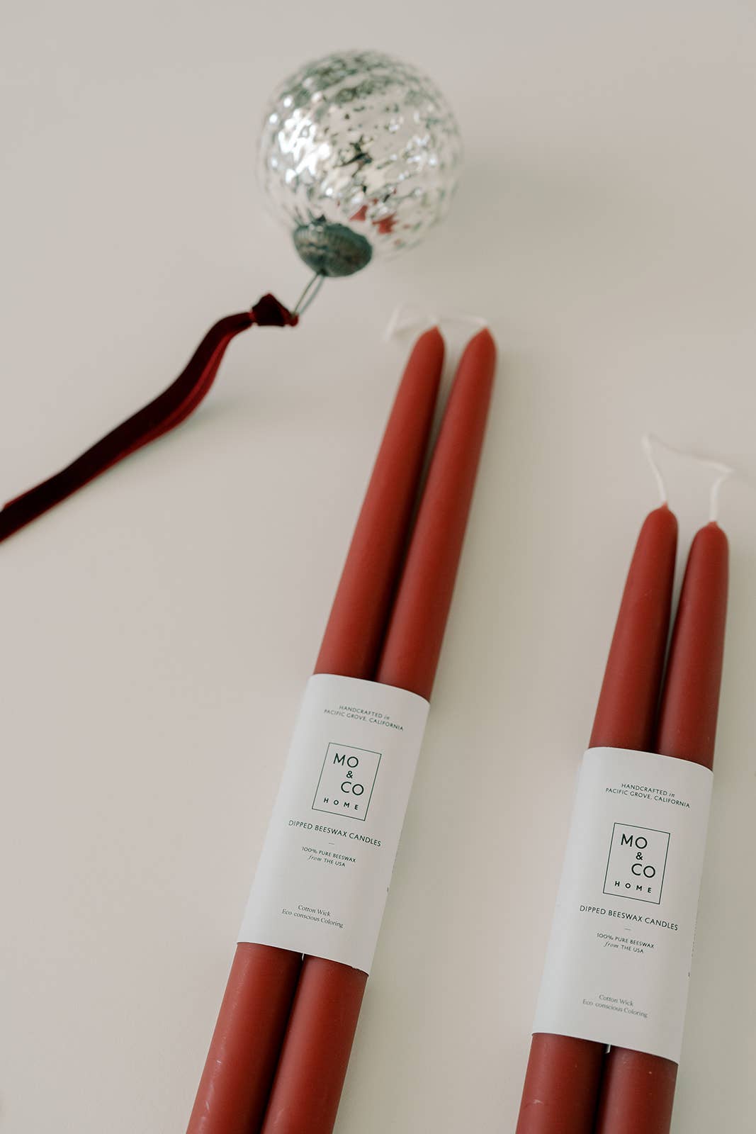 Dipped Beeswax Taper Candles - Berry Red