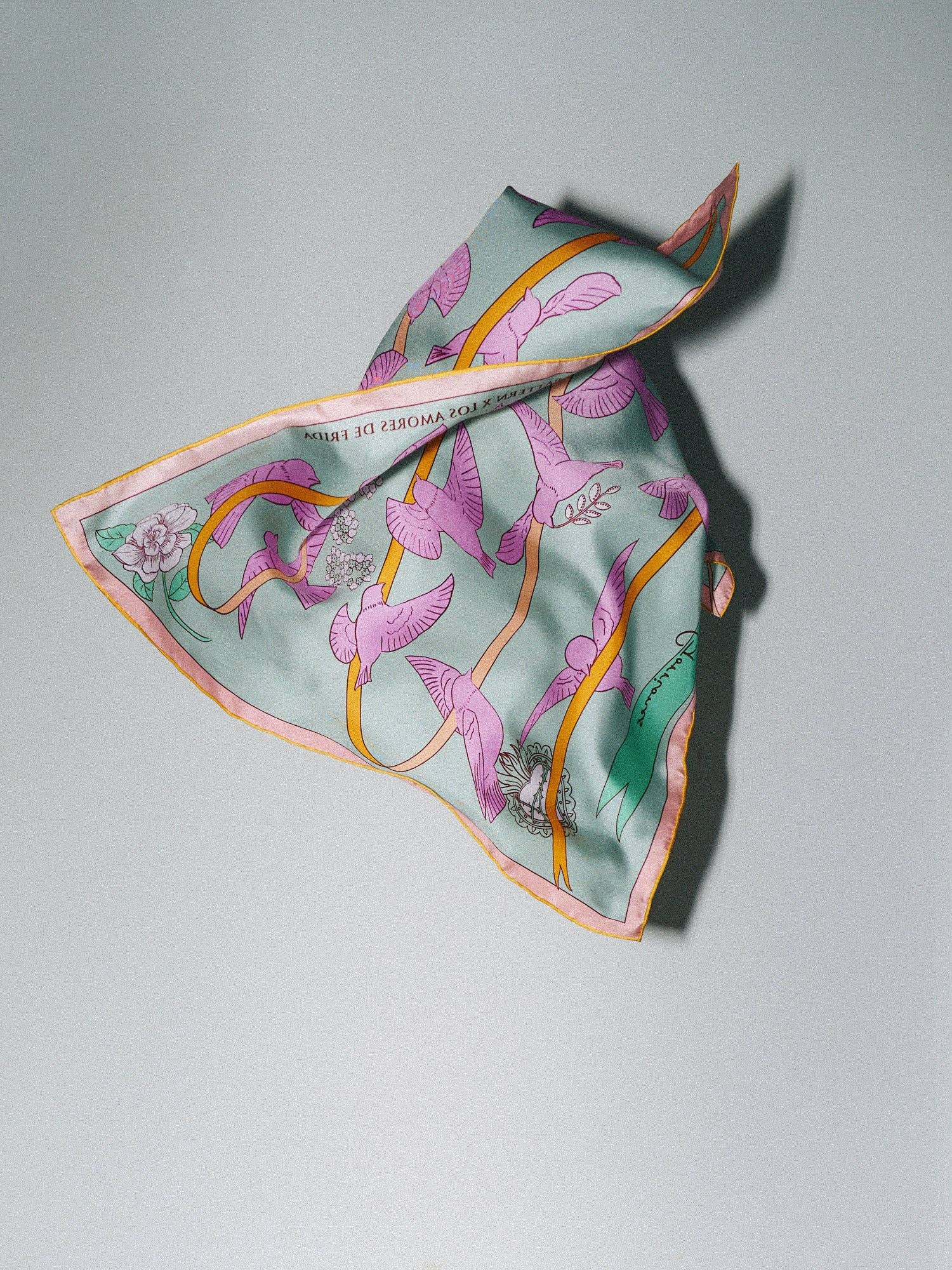 FRIDA x LOST PATTERN "House of Frida" Silk Bandana Scarf:  Pink