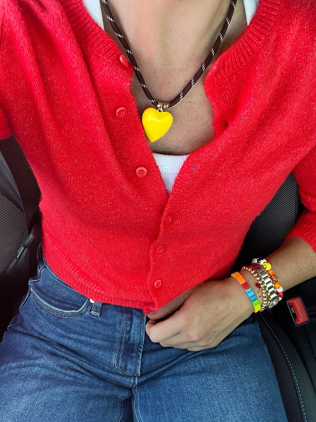 Yellow Puffy Heart Necklace