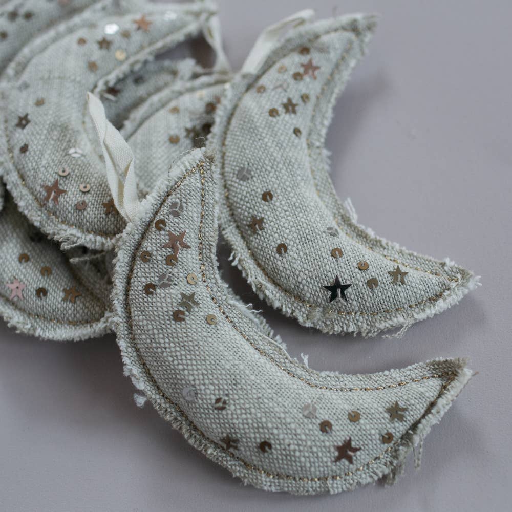 Metallic Confetti Moon - Cotton & Lavender filled Ornament