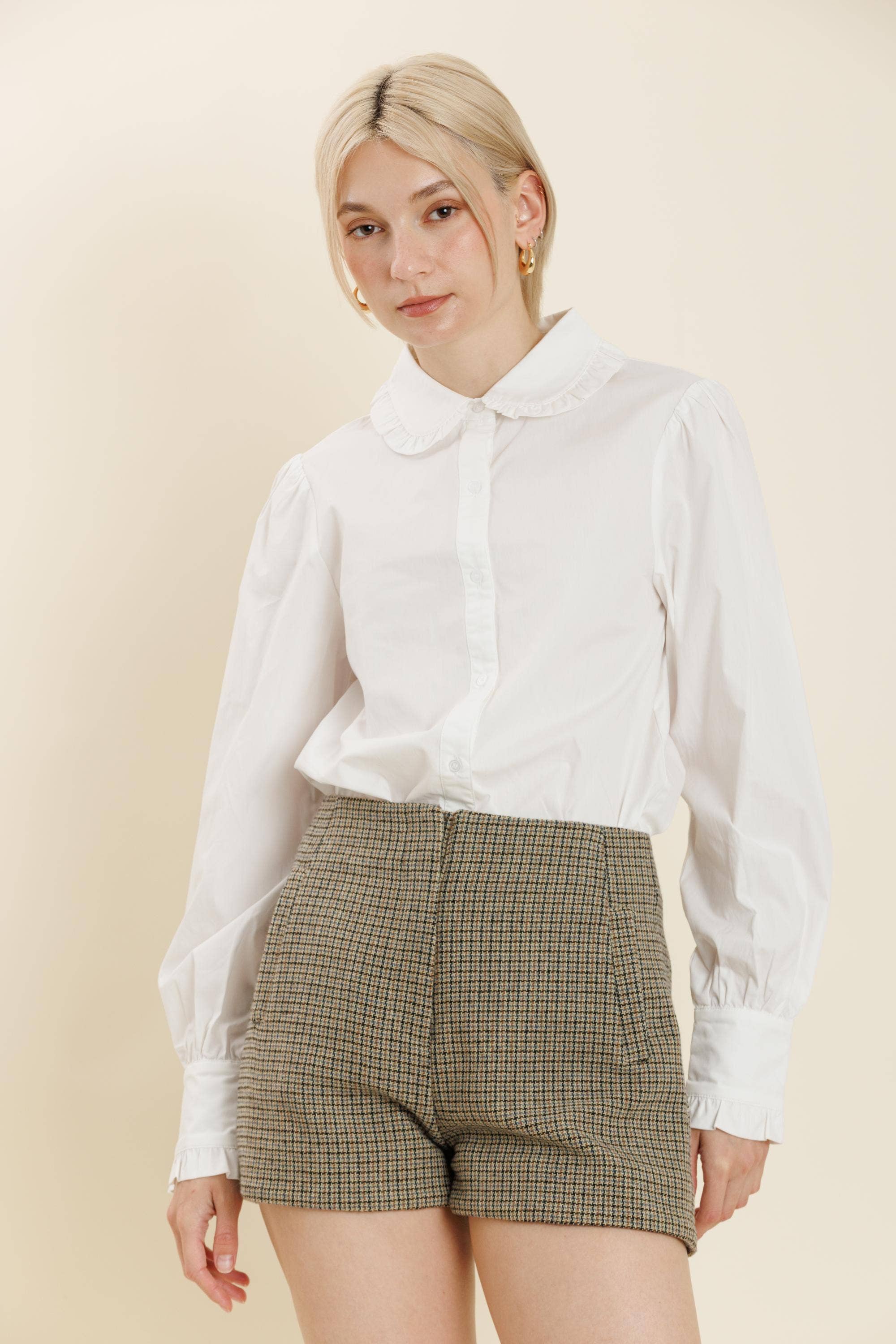 Ruffle Button Down Shirt