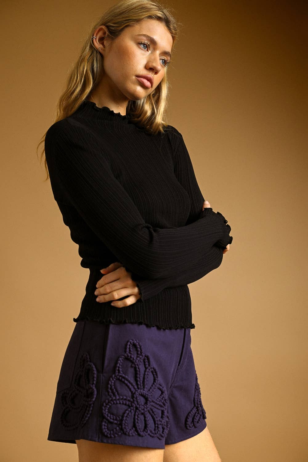 Long Sleeve Ribbed Knitted Top
