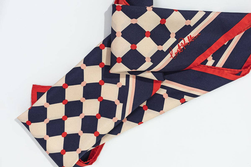 "Checkerboard" Silk Bandana: Americana / 65cm*65cm