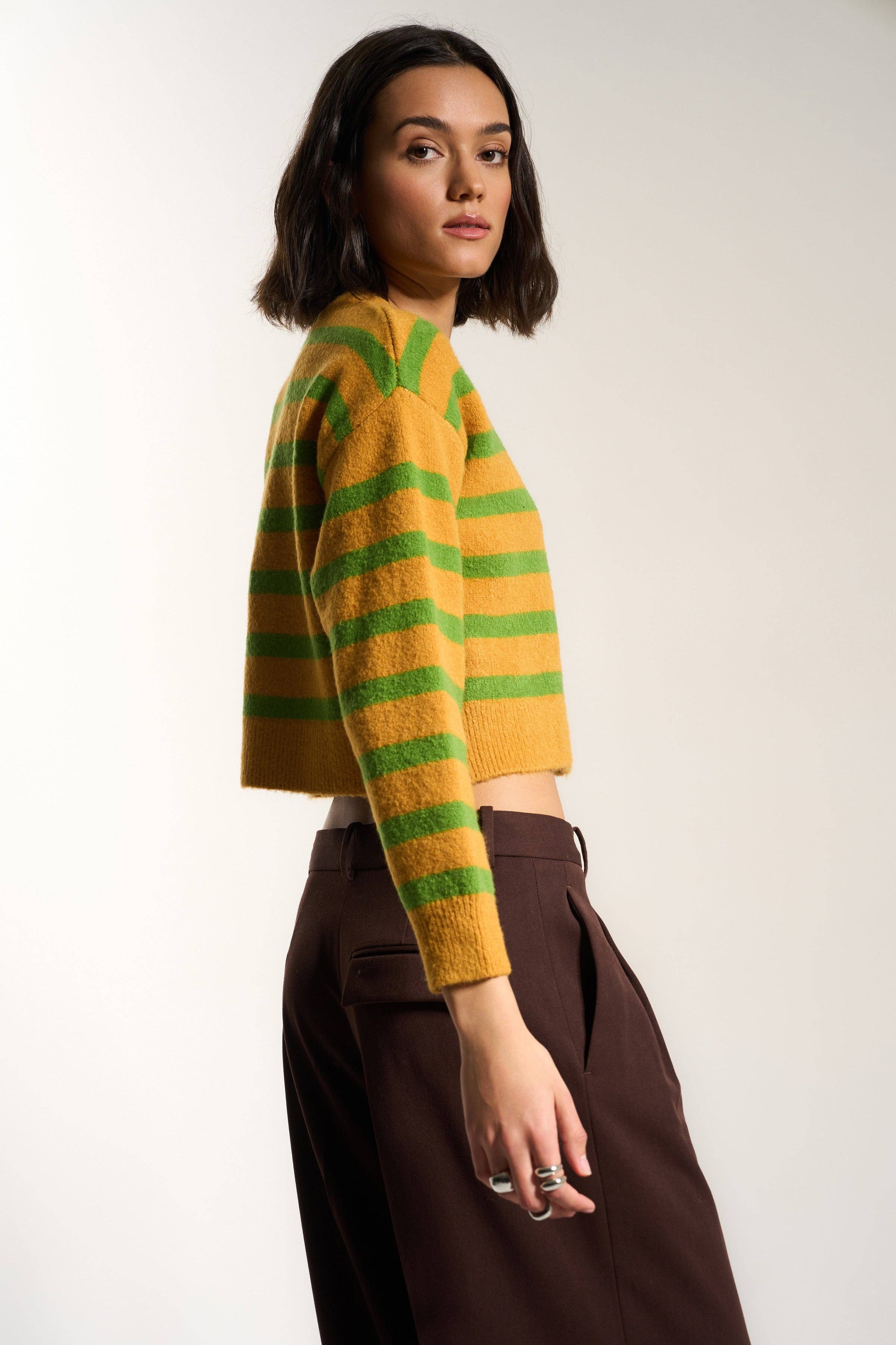 Fiona Cardigan - Fern Stripe