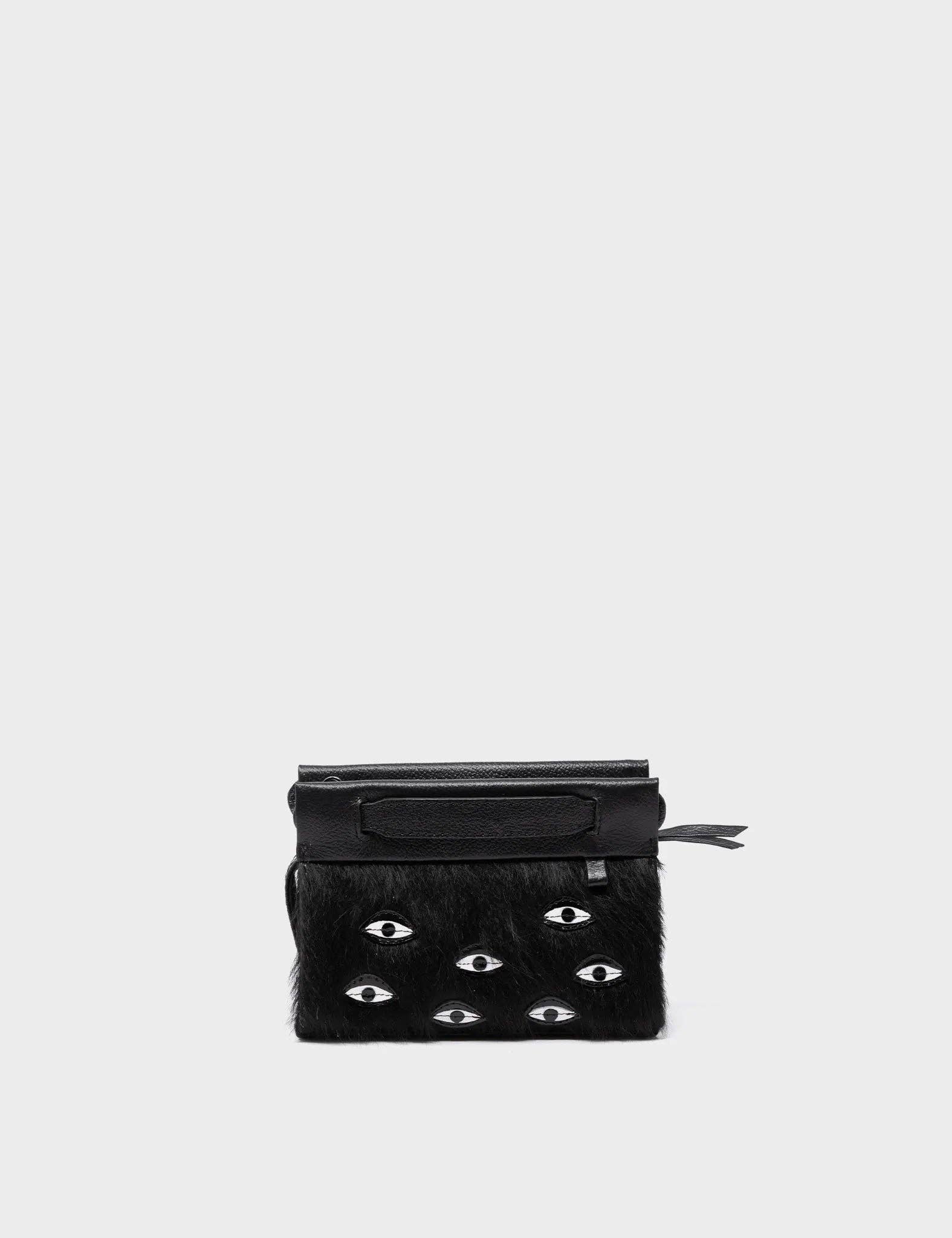 Vali Crossbody Micro Leather Bag:  Black