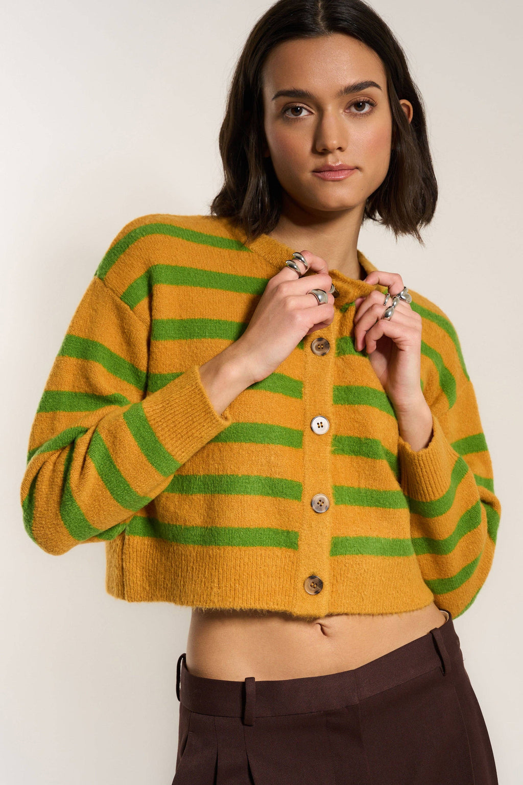 Fiona Cardigan - Fern Stripe