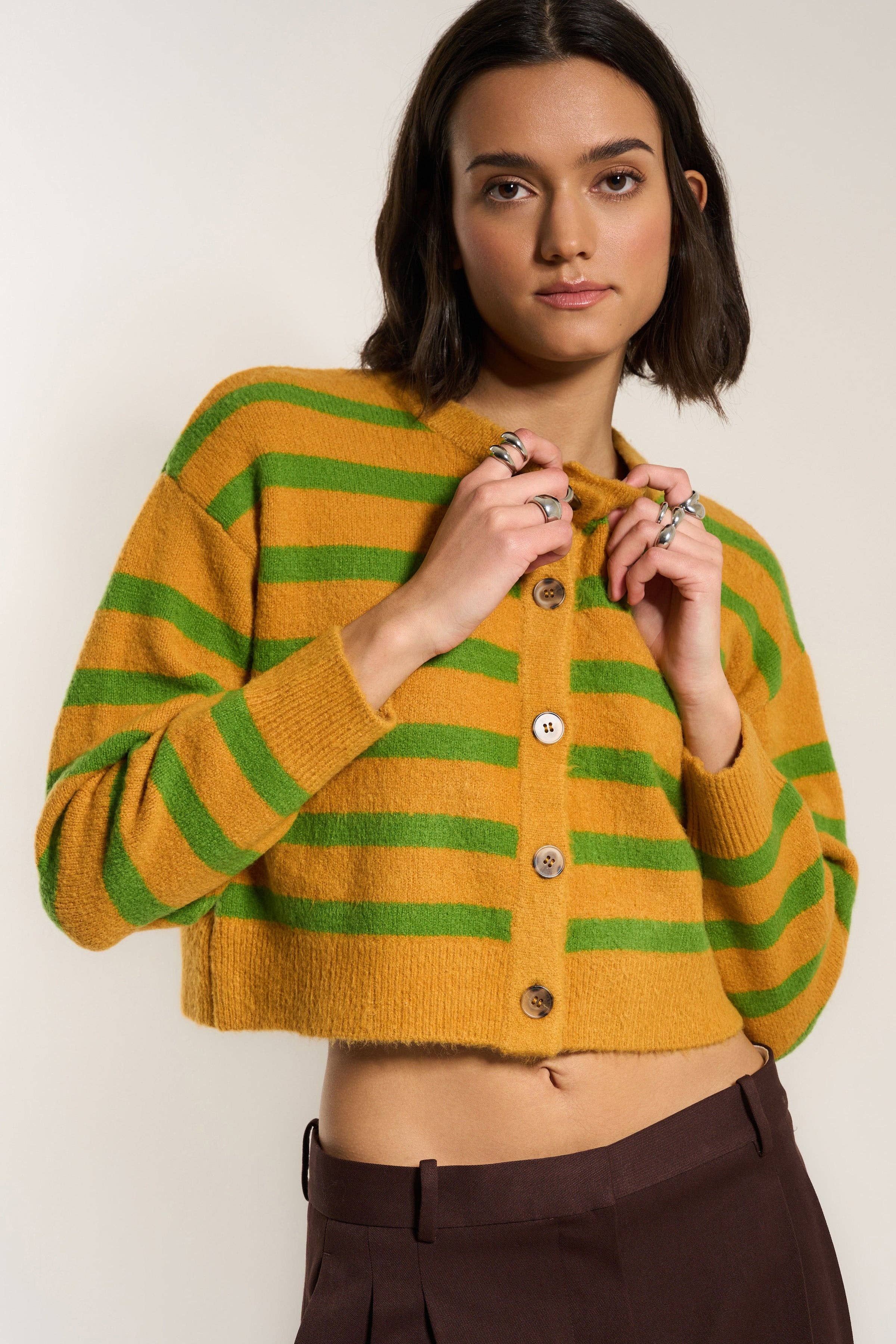 Fiona Cardigan - Fern Stripe