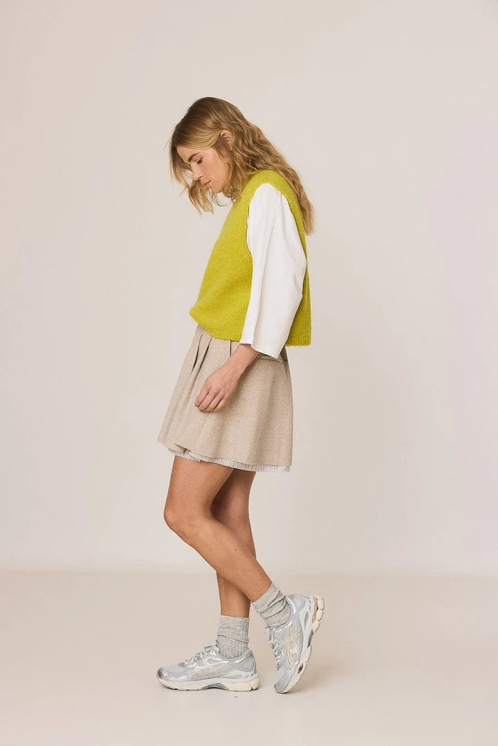 Indi & Cold Boxy Mohair Vest - Apple Green