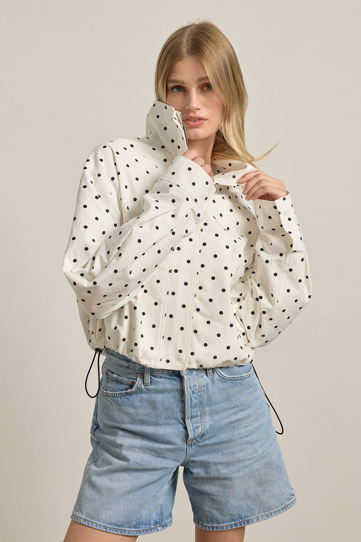 Polka Dot High Neck Jacket