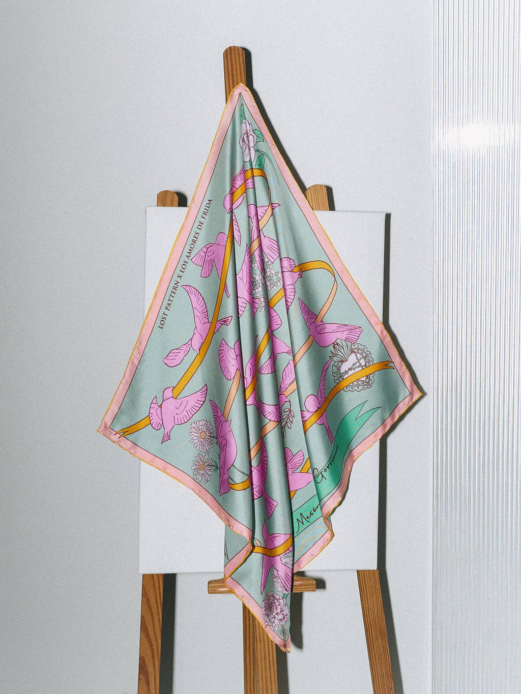 FRIDA x LOST PATTERN "House of Frida" Silk Bandana Scarf:  Pink