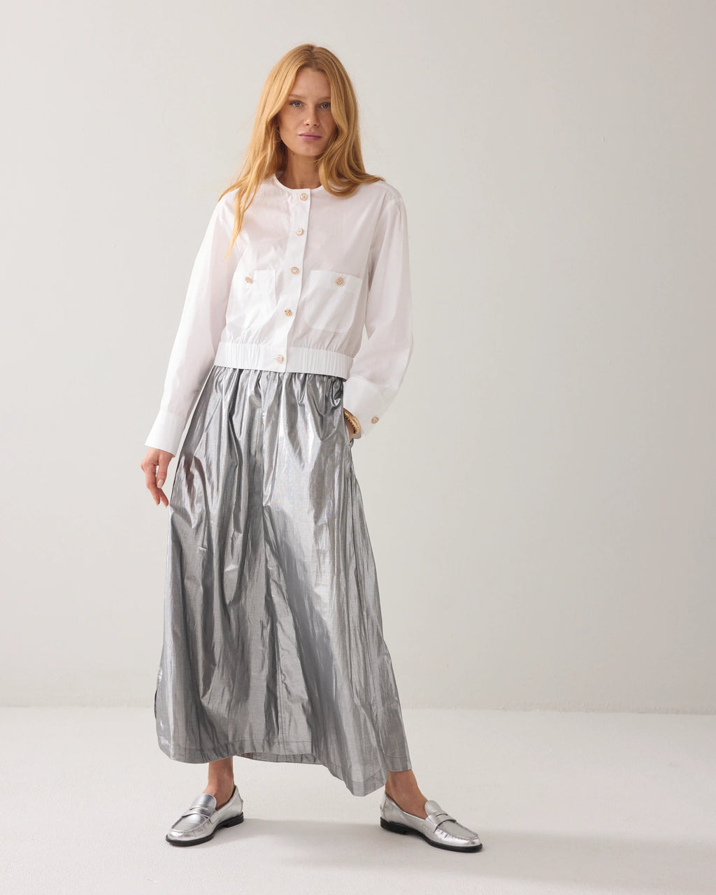 Summum Shiny Silver Skirt